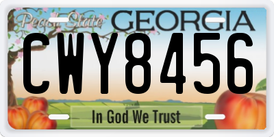 GA license plate CWY8456
