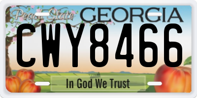 GA license plate CWY8466