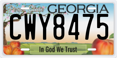 GA license plate CWY8475