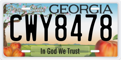 GA license plate CWY8478