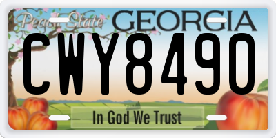 GA license plate CWY8490
