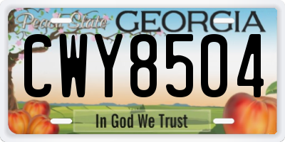 GA license plate CWY8504