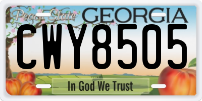 GA license plate CWY8505