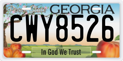GA license plate CWY8526