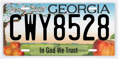 GA license plate CWY8528