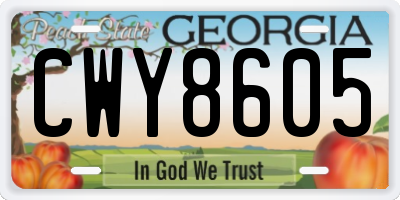 GA license plate CWY8605