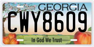 GA license plate CWY8609