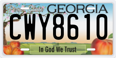 GA license plate CWY8610