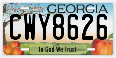 GA license plate CWY8626