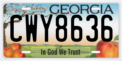 GA license plate CWY8636