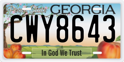 GA license plate CWY8643