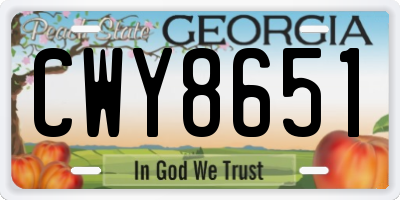 GA license plate CWY8651