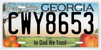 GA license plate CWY8653
