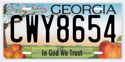 GA license plate CWY8654