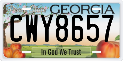 GA license plate CWY8657