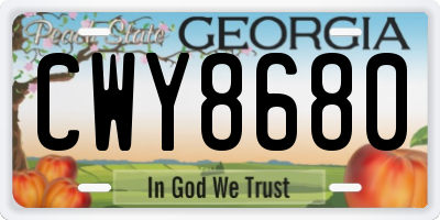 GA license plate CWY8680