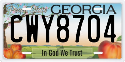 GA license plate CWY8704