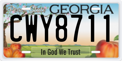 GA license plate CWY8711