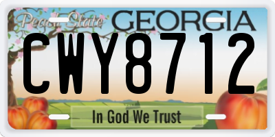 GA license plate CWY8712