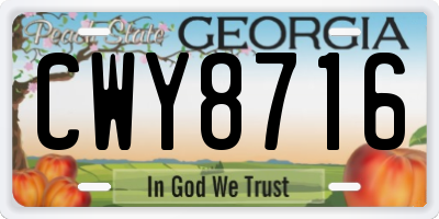 GA license plate CWY8716
