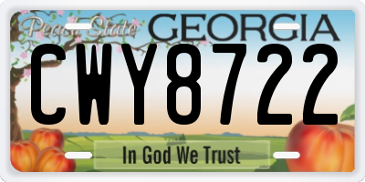 GA license plate CWY8722