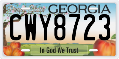 GA license plate CWY8723