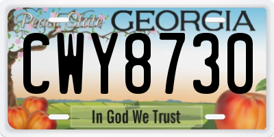 GA license plate CWY8730