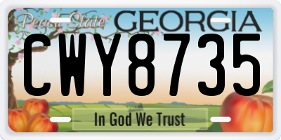 GA license plate CWY8735