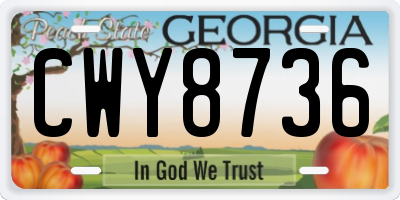 GA license plate CWY8736