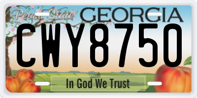 GA license plate CWY8750