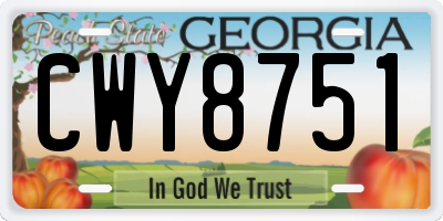 GA license plate CWY8751