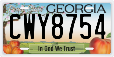 GA license plate CWY8754
