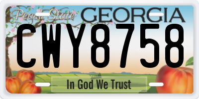 GA license plate CWY8758