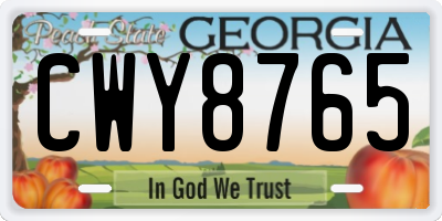GA license plate CWY8765
