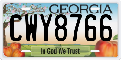 GA license plate CWY8766