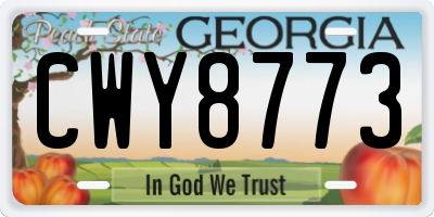 GA license plate CWY8773
