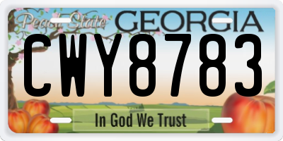 GA license plate CWY8783