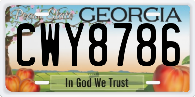 GA license plate CWY8786