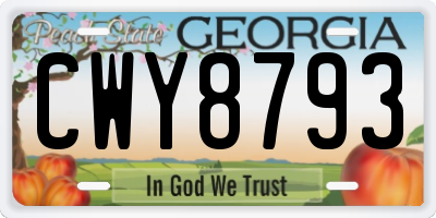 GA license plate CWY8793