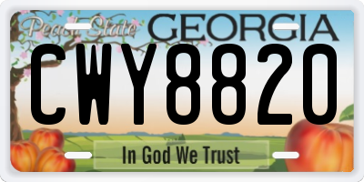 GA license plate CWY8820