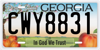 GA license plate CWY8831