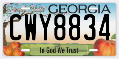 GA license plate CWY8834
