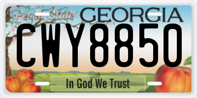GA license plate CWY8850