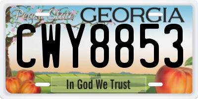 GA license plate CWY8853