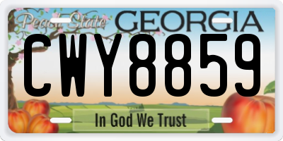 GA license plate CWY8859