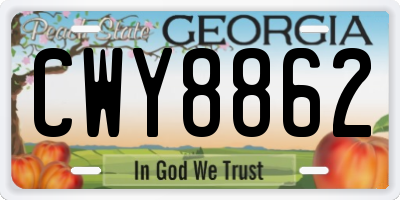 GA license plate CWY8862