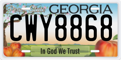GA license plate CWY8868