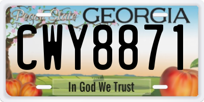 GA license plate CWY8871