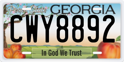 GA license plate CWY8892