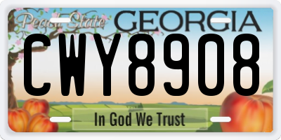 GA license plate CWY8908